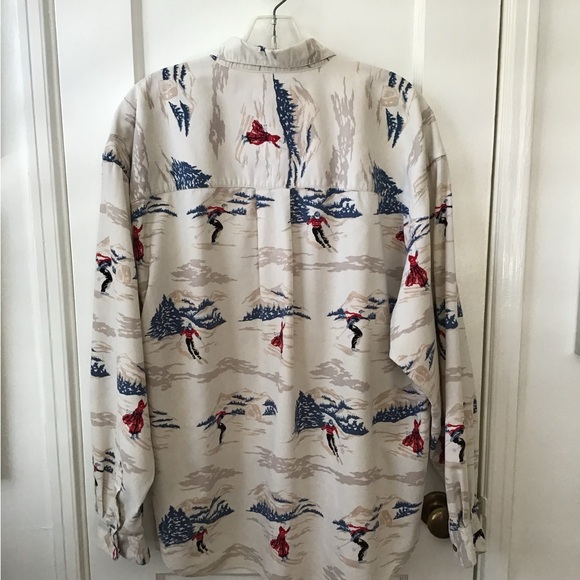 Vintage Novelty Print Victorian Winter Eddie Bauer Shirt - Picture 2 of 8
